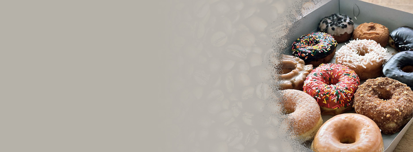 designed background collage with donuts and coffee beans